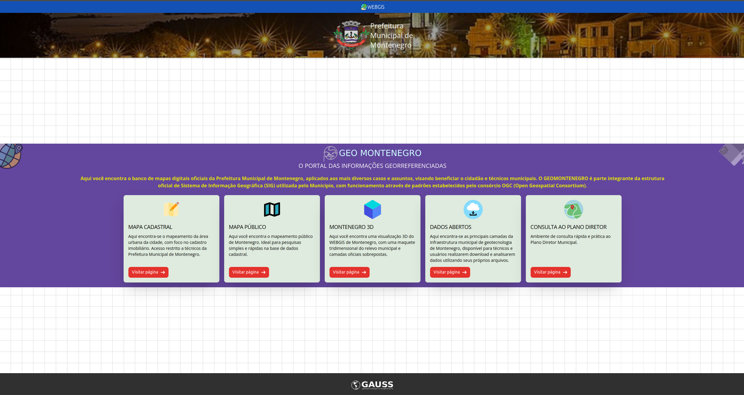 Captura do portal WebGIS da Prefeitura de Montenegro